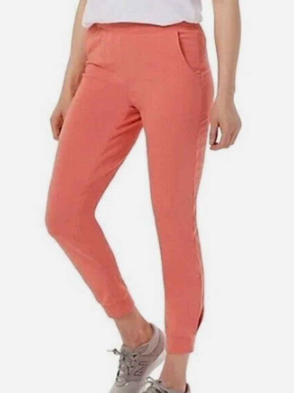 Denim & Co. French Terry Jogger Pants w/ Ankle Pleat-Porcelain Rose-XL A397032